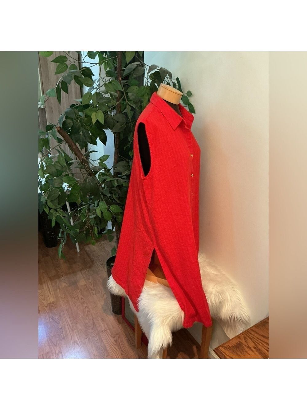 Marc New York linen Red Sleeveless Shirt Dress Womans Size Large NWT - Picture 3 of 12